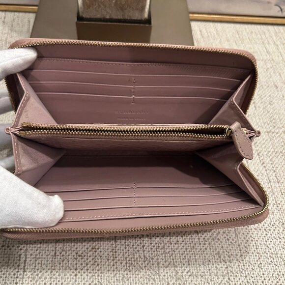 Burberry Shimmery Pink Leather Zip Around Wallet - Picture 8 of 10